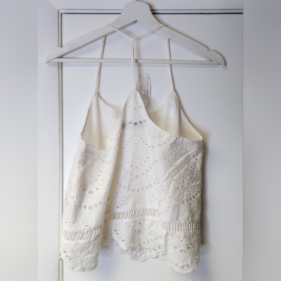 Lovers + Friends Scallop White Eyelet Broderie Tank Top Size XS - Picture 8 of 11